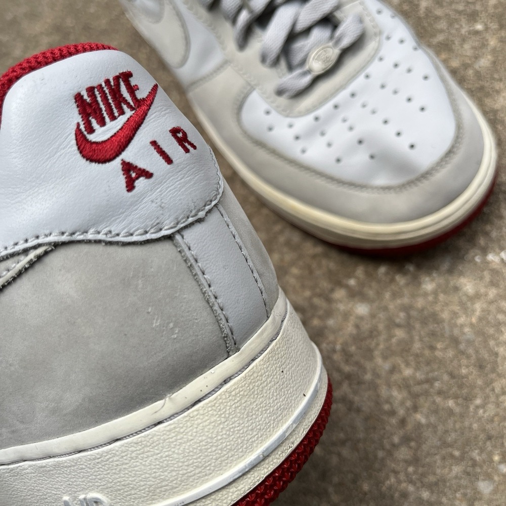 Nike Air Force 1 Sneakers Men's 8 Grey Varsity Red Y2K Low Top Basketball Shoes - Picture 5 of 16